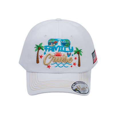 Embroidered Family Cruise - Traveling - 6 Panel Baseball Cap - White - Classic