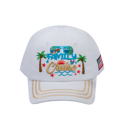 Family Cruise, Traveling 6-Panel Baseball Cap with White front and White back
