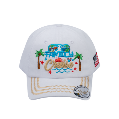 Family Cruise, Traveling 6-Panel Baseball Cap with White front and White back