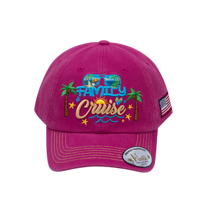 Embroidered Family Cruise - Traveling - 6 Panel Baseball Cap - Pink - Classic