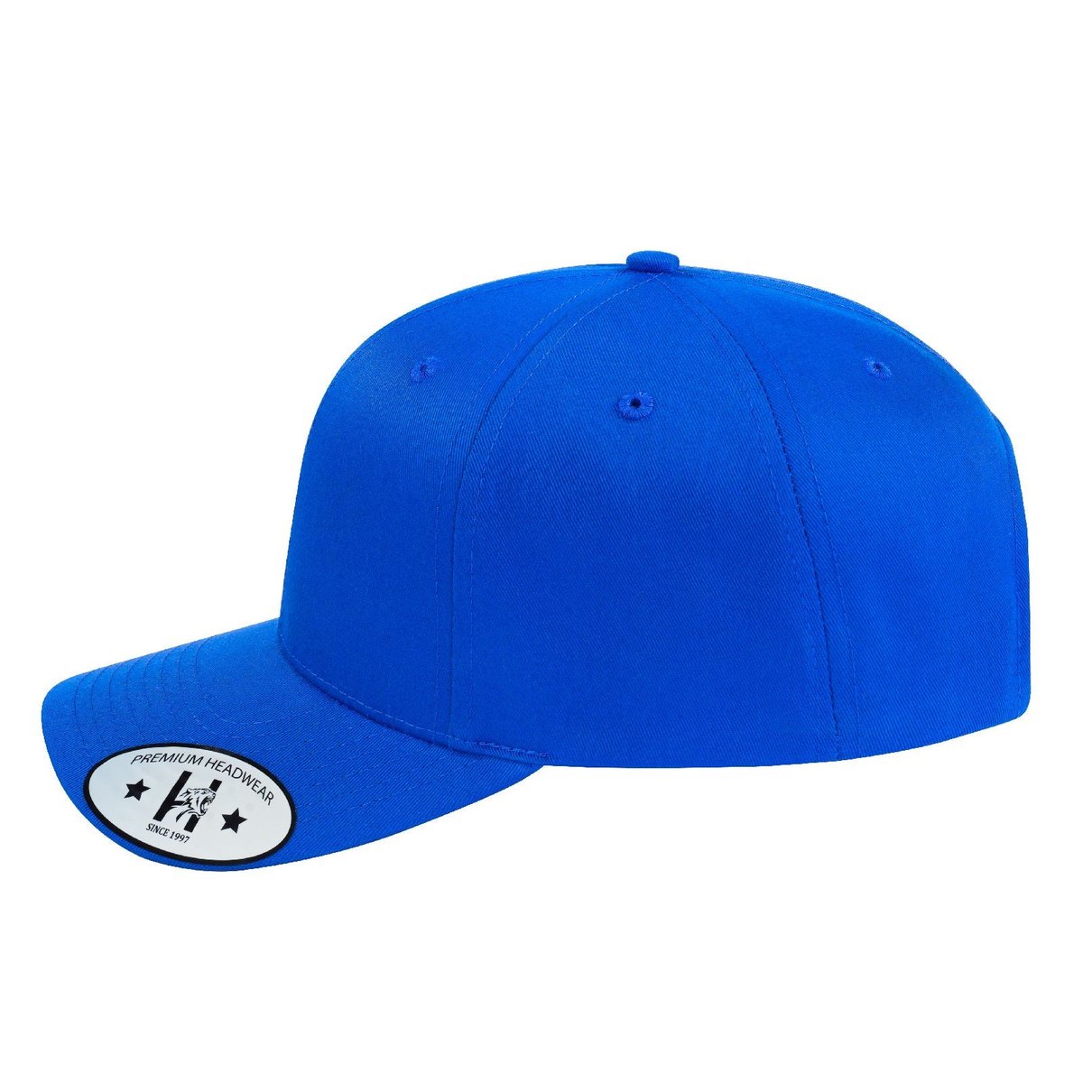 Blank 6-Panel Baseball Cap with Royal Blue front and Royal Blue back