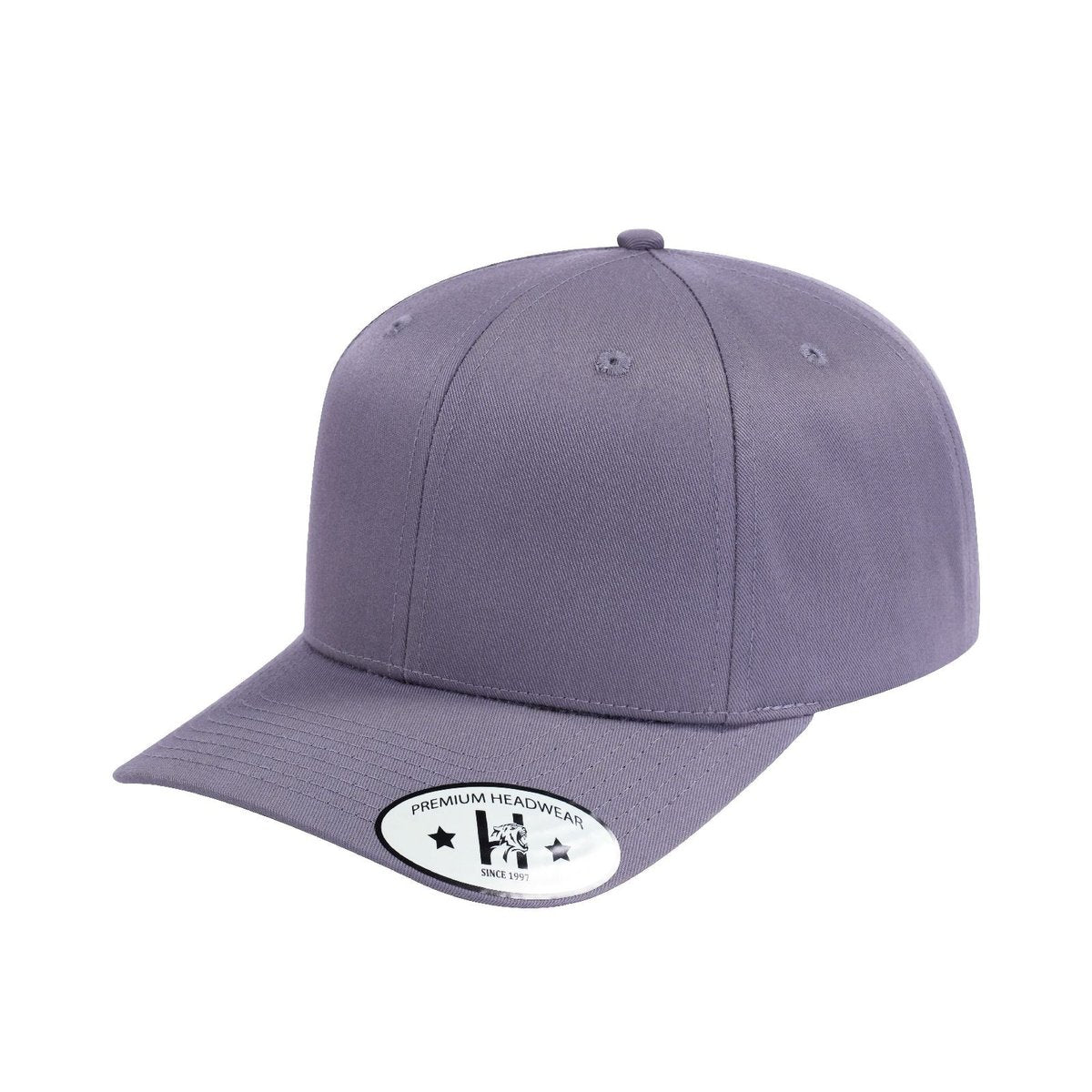 Blank 6-Panel Baseball Cap with Medium Grey front and Medium Grey back