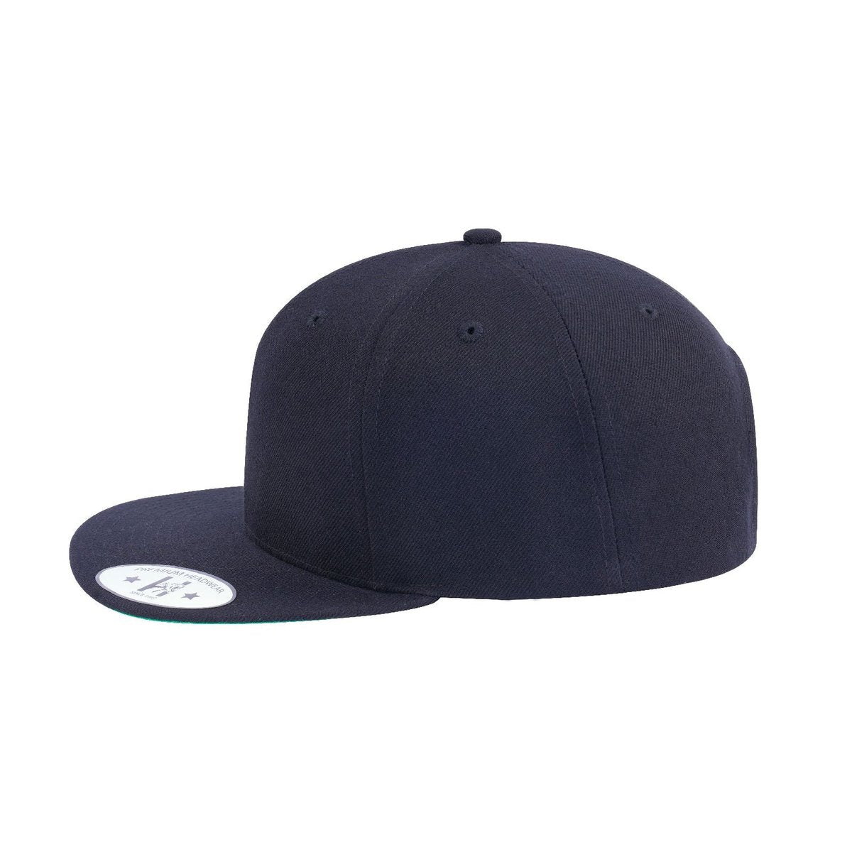 Blank 6-Panel Snapback Flat Bill Baseball Cap with Black front and Black back