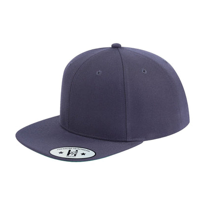 Blank 6-Panel Snapback Flat Bill Baseball Cap with Dark Grey front and Dark Grey back