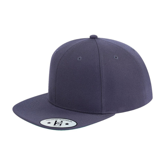 Blank 6-Panel Snapback Flat Bill Baseball Cap with Dark Grey front and Dark Grey back