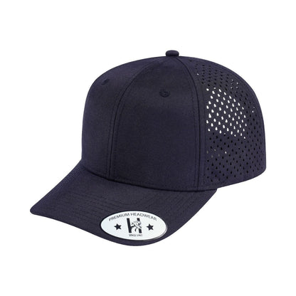 Blank 6-Panel Microfiber Laser Hole Trucker Hat with Black front and Black back