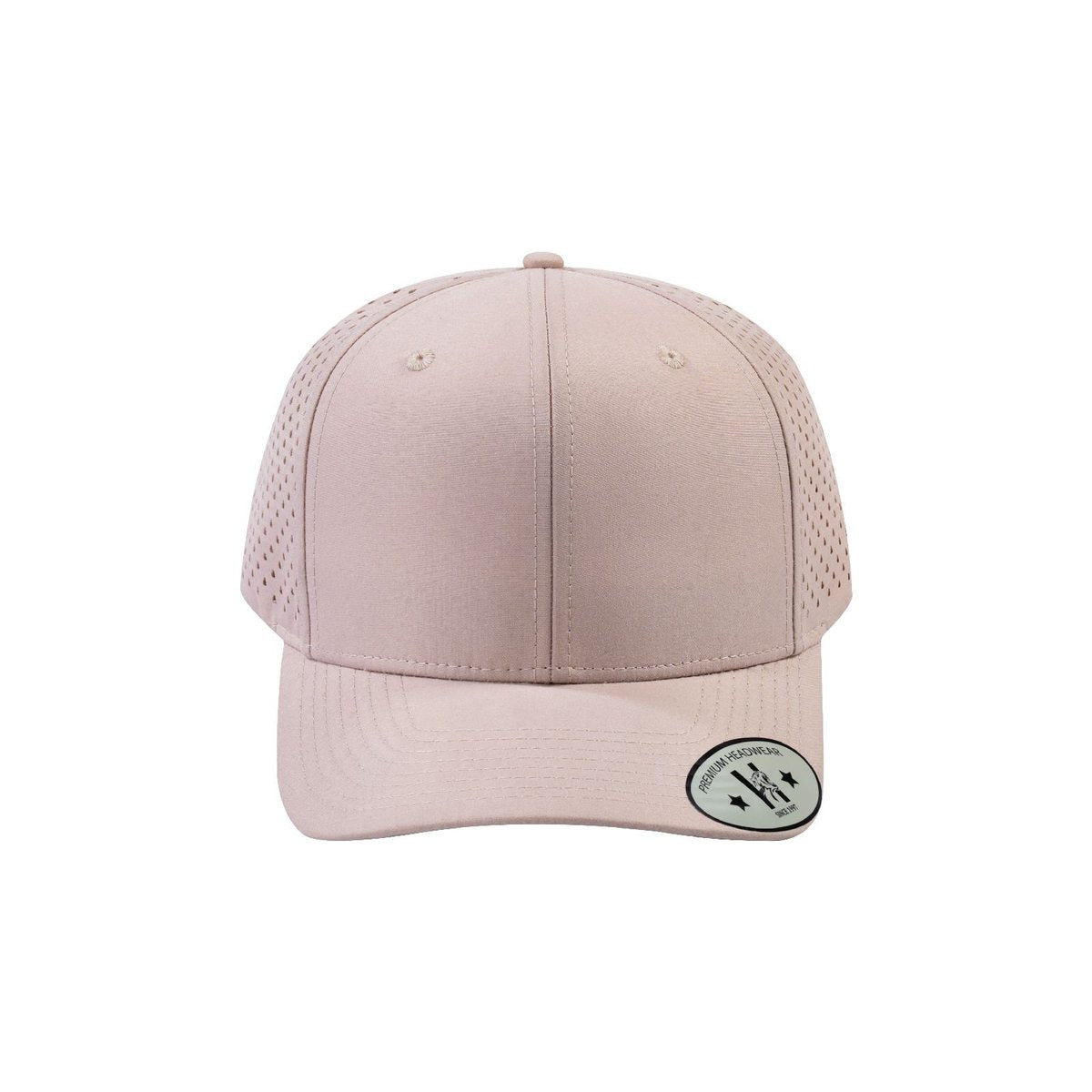 Blank 6-Panel Microfiber Laser Hole Trucker Hat with Beige front and Beige back
