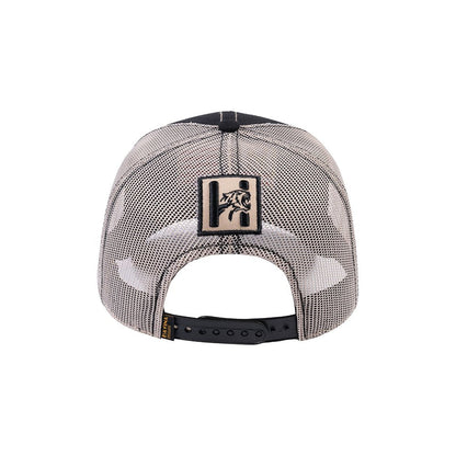 Embroidered The Us Flag - 6 Panel Trucker Hat - Black/Beige - Zig Zag