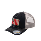 Embroidered The Us Flag - 6 Panel Trucker Hat - Black/Beige - Classic
