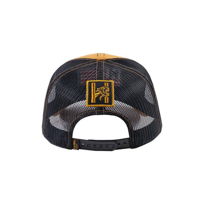 US Flag 6-Panel Trucker Hat with Light Brown front and Black back