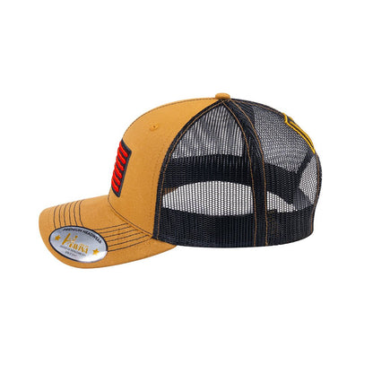 Embroidered The Us Flag - 6 Panel Trucker Hat - Light Brown/Black - Classic