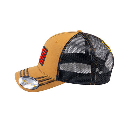 US Flag 6-Panel Trucker Hat with Light Brown front and Black back
