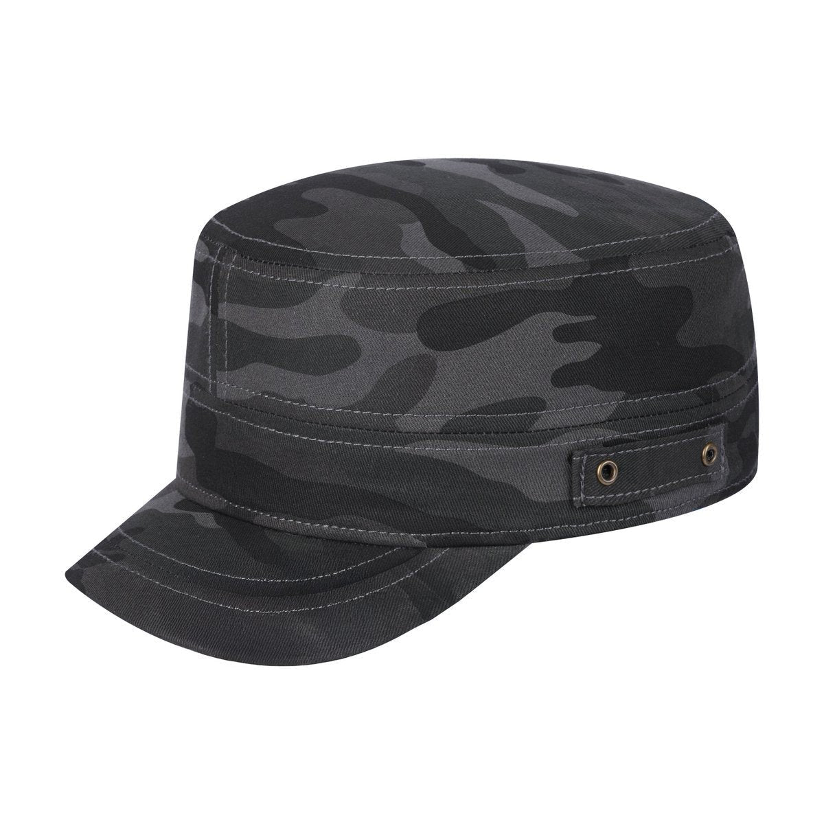Blank Military Hat with Black Camo front and Black Camo back