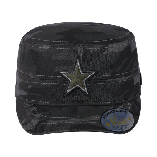 Embroidered The Star - Military Hat - Black Camo/Black Camo