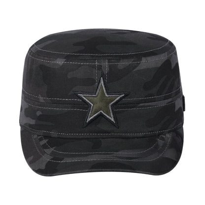 Star Military Hat with Black Camo front and Black Camo back