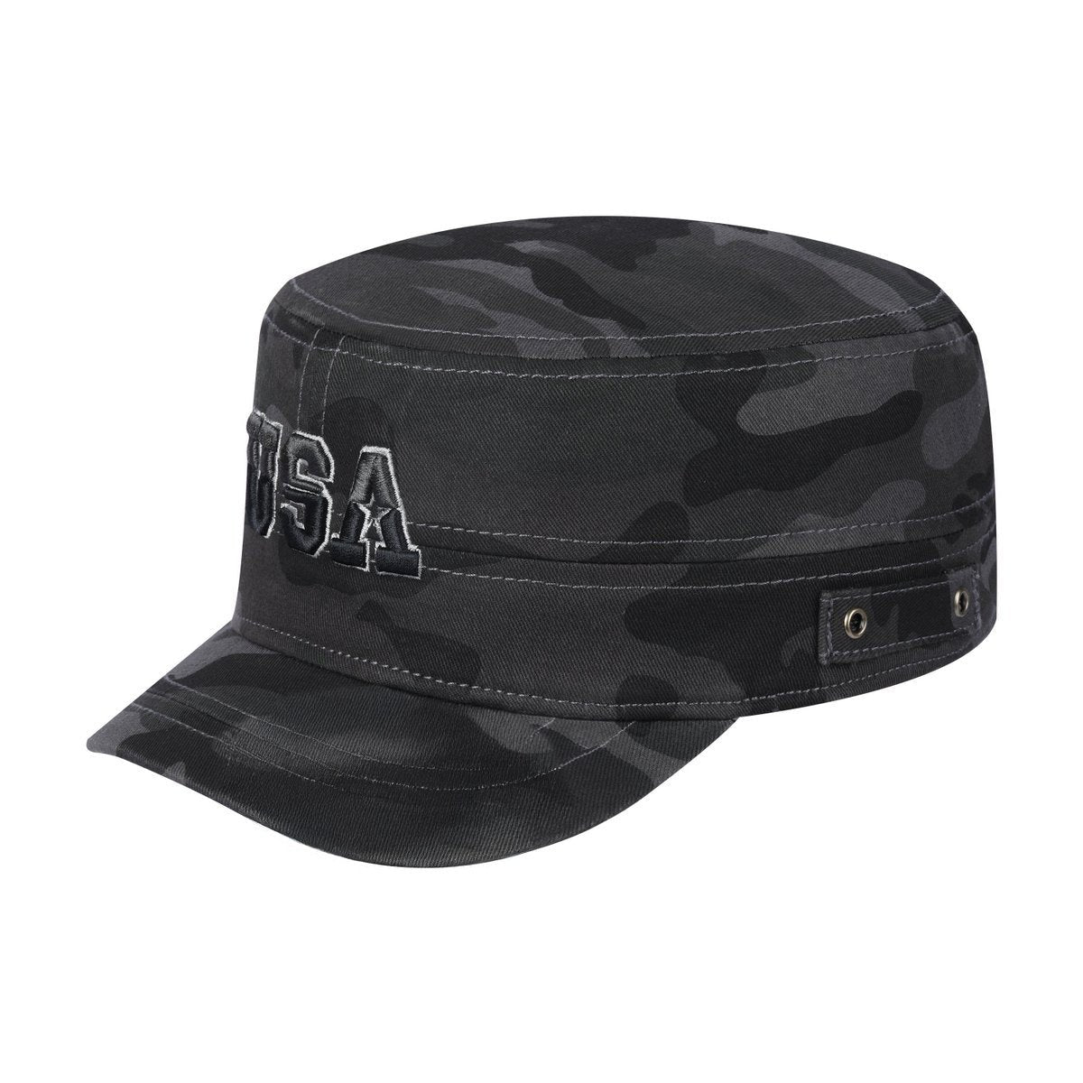 USA Military Hat with Black Camo front and Black Camo back