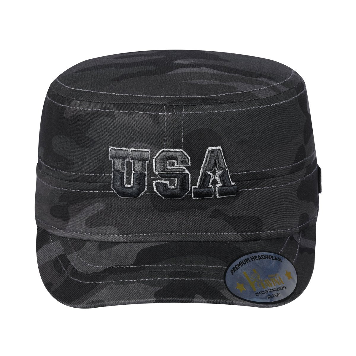 Embroidered The USA - Military Hat - Black Camo/Black Camo