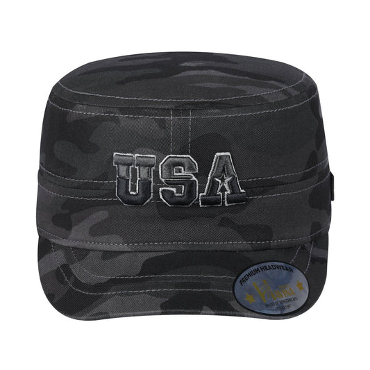 Embroidered The USA - Military Hat - Black Camo/Black Camo