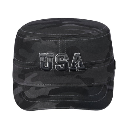 USA Military Hat with Black Camo front and Black Camo back