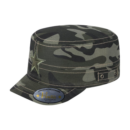 Embroidered The Star - Military Hat - Green Camo/Green Camo