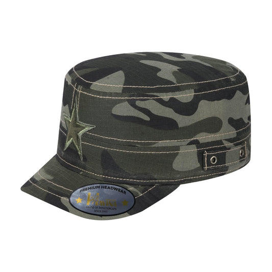 Embroidered The Star - Military Hat - Green Camo/Green Camo