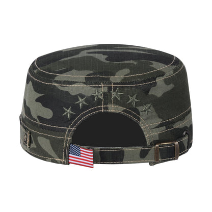 Star Military Hat with Green Camo front and Green Camo back