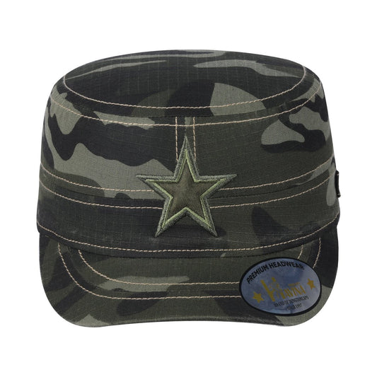 Embroidered The Star - Military Hat - Green Camo/Green Camo
