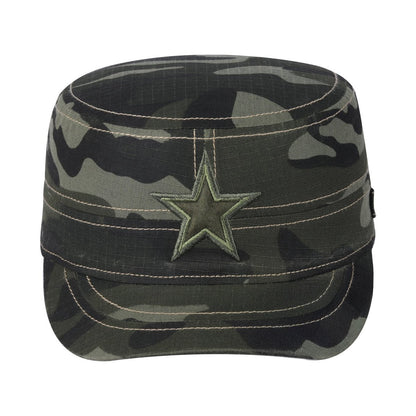 Star Military Hat with Green Camo front and Green Camo back