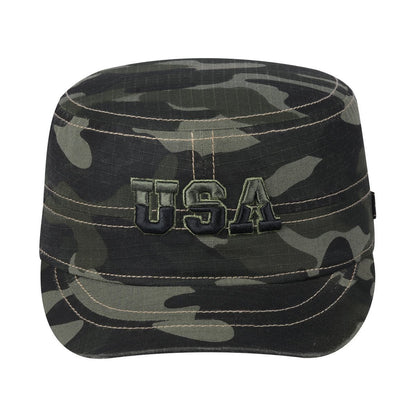 USA Military Hat with Green Camo front and Green Camo back