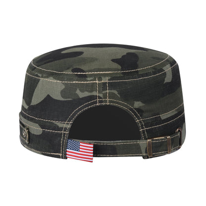 Rubber the US Flag Military Hat with Green Camo front and Green Camo back