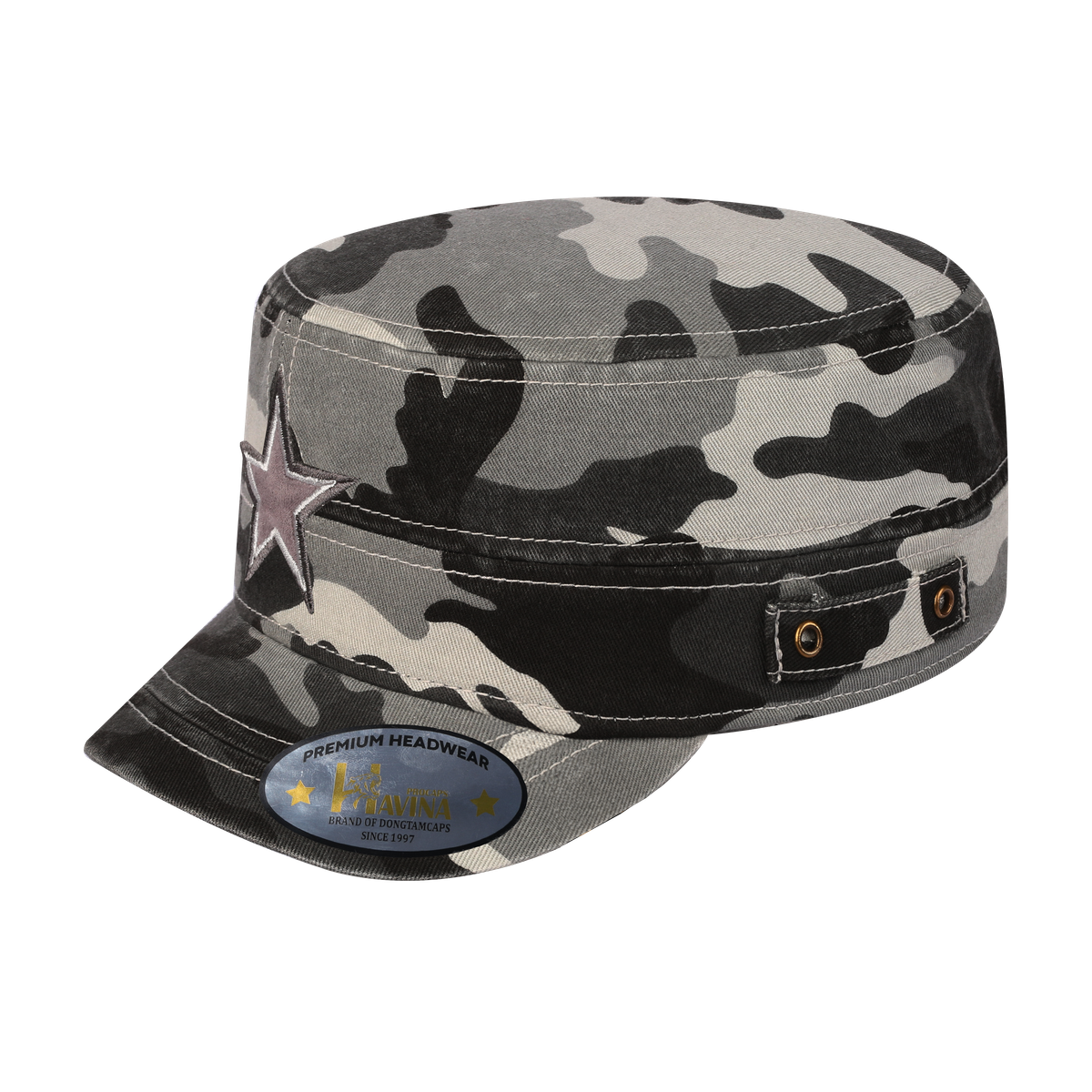 Embroidered The Star - Military Hat - Grey Camo/Grey Camo