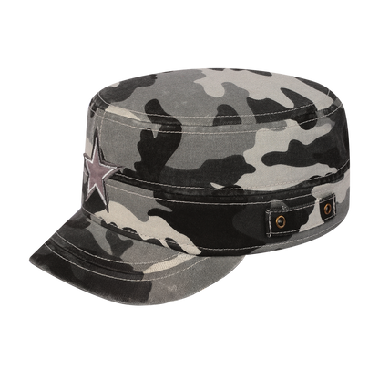 Star Military Hat with Grey Camo front and Grey Camo back