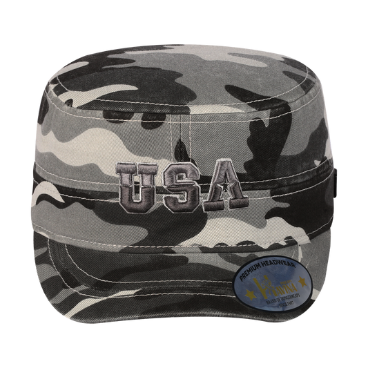 Embroidered The USA - Military Hat - Grey Camo/Grey Camo