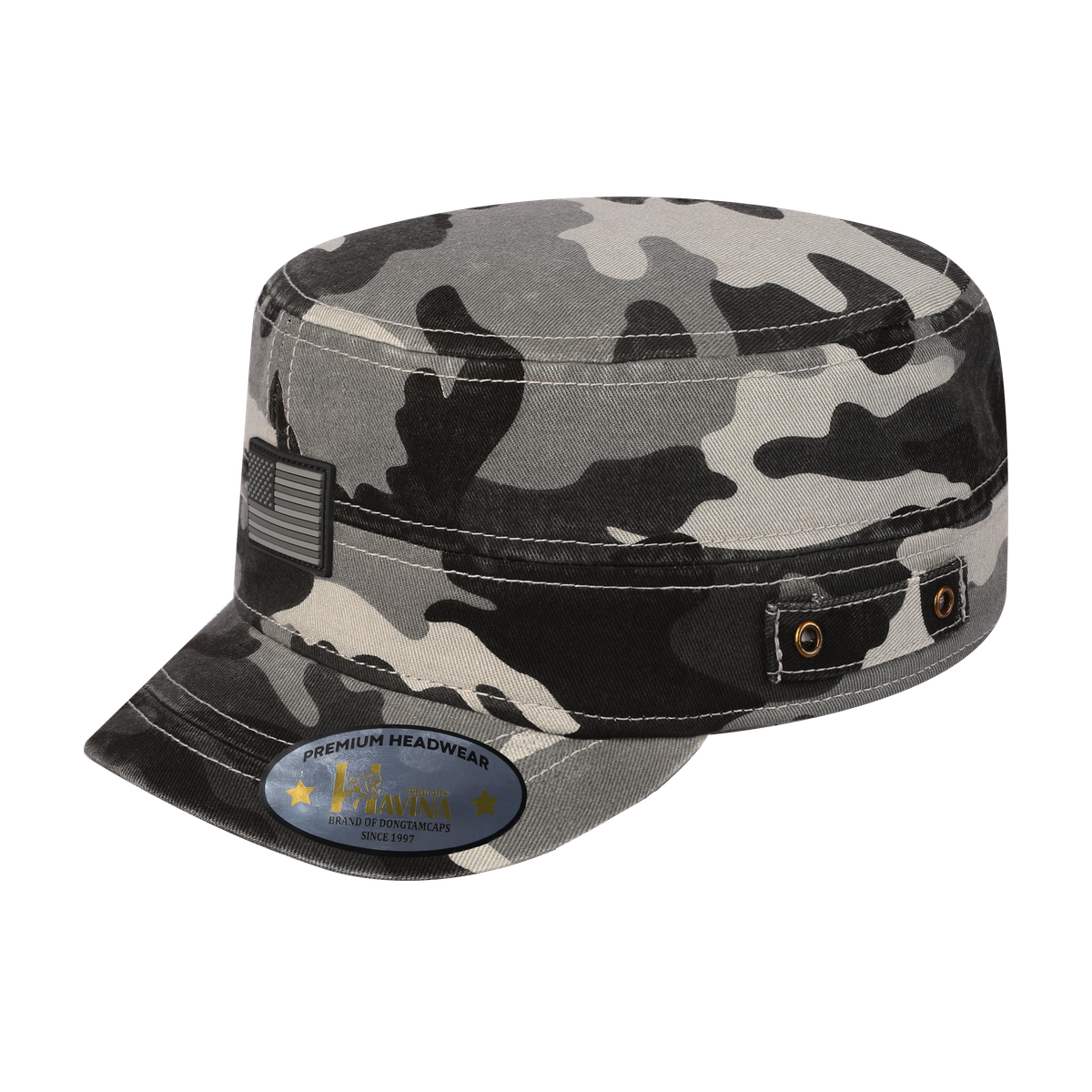 Rubber The US Flag - Military Hat - Grey Camo/Grey Camo