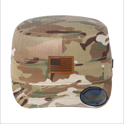 Leather The US Flag - Military Hat - Khaki Camo/Khaki Camo