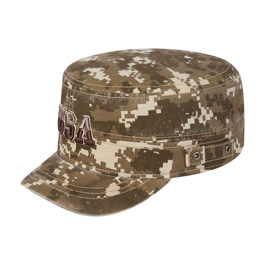 USA Military Hat with Khaki Camo front and Khaki Camo back