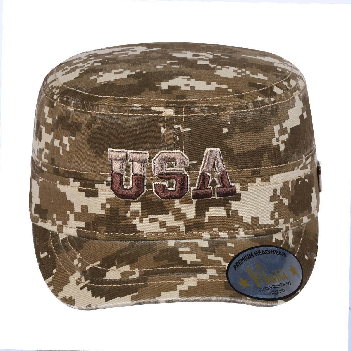 USA Military Hat with Khaki Camo front and Khaki Camo back