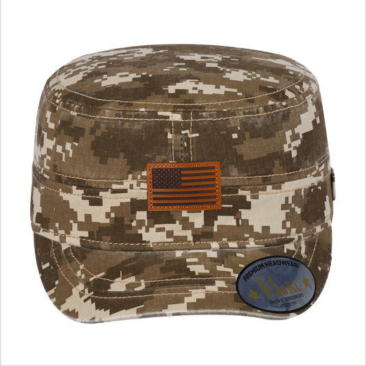 Leather The US Flag - Military Hat - Khaki Camo 2/Khaki Camo 2