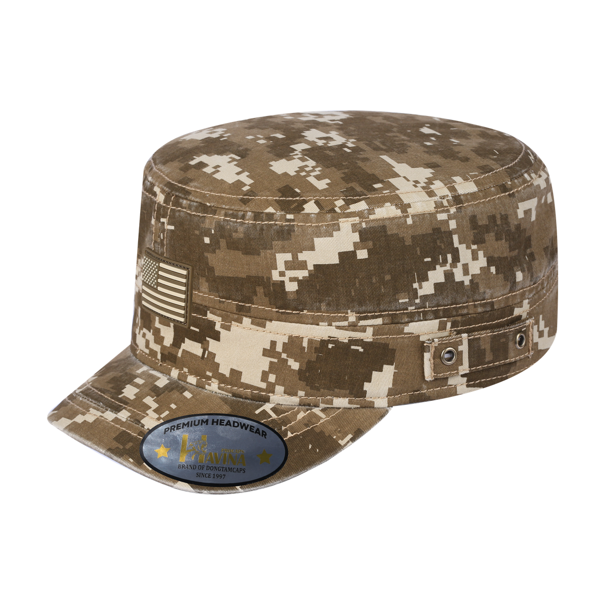 Rubber The US Flag - Military Hat - Khaki Camo 2/Khaki Camo 2
