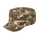 Rubber the US Flag Military Hat with Khaki Camo front and Khaki Camo back