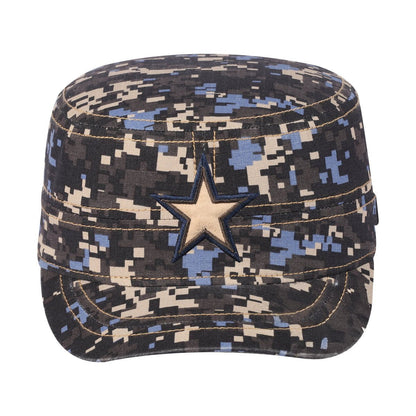 Star Military Hat with Navy Camo front and Navy Camo back
