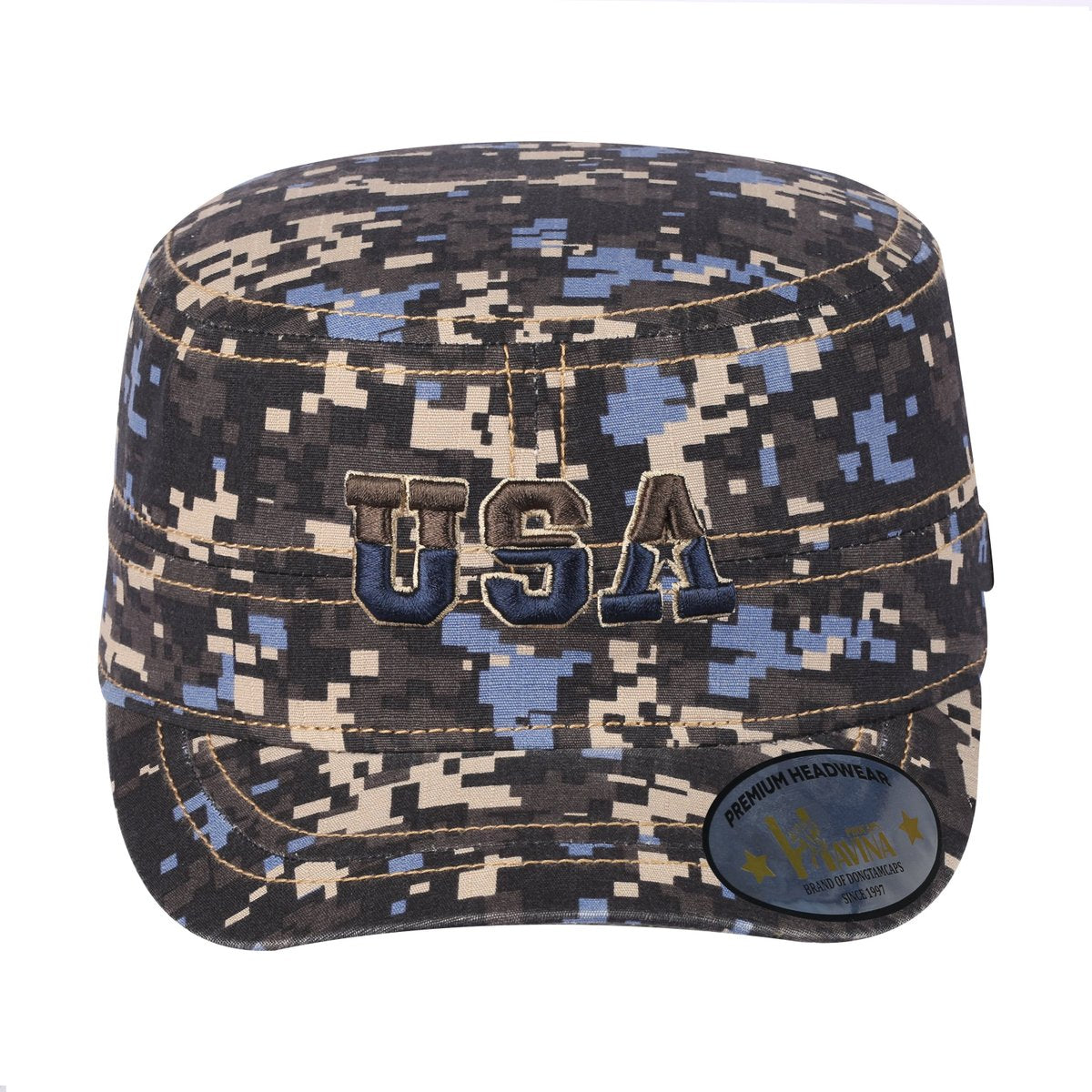 Embroidered The USA - Military Hat - Navy Camo/Navy Camo