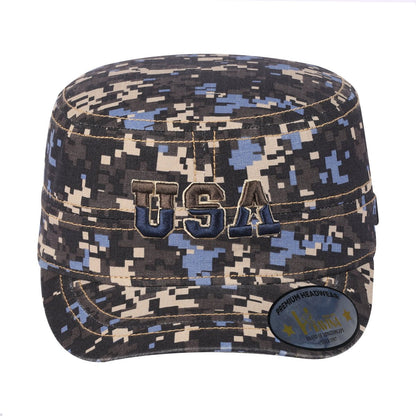 Embroidered The USA - Military Hat - Navy Camo/Navy Camo