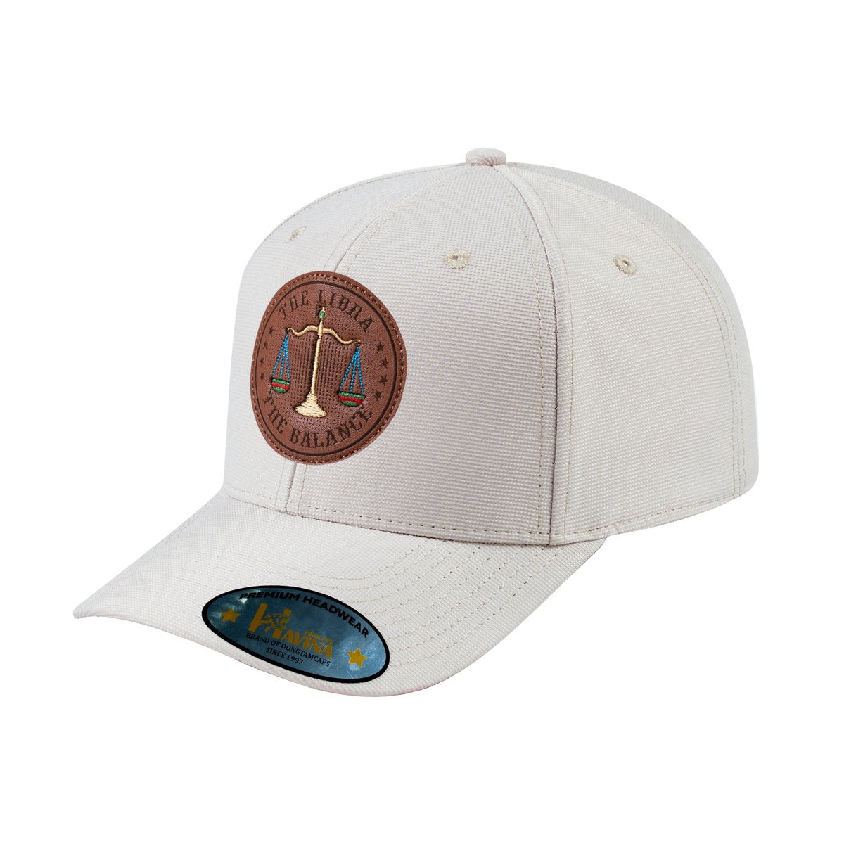 V2 Embroidered And Laser-Engraved Libra Zodiac (September 23 - October 22) - 6 Panel Baseball Cap - Beige/Beige