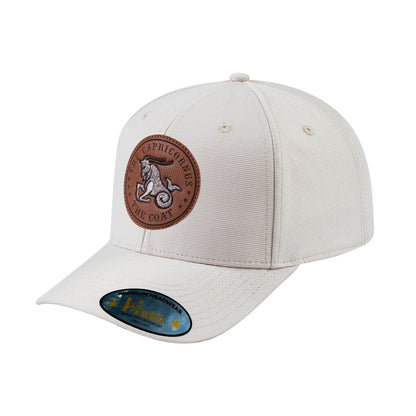 V2 Embroidered And Laser-Engraved Capricorn Zodiac (December 22 - January 19) - 6 Panel Baseball Cap - Beige/Beige