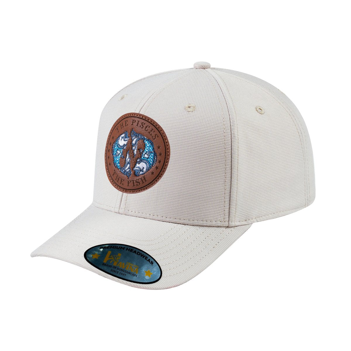 V2 Embroidered And Laser-Engraved Pisces Zodiac (February 19 - March 20) - 6 Panel Baseball Cap - Beige/Beige