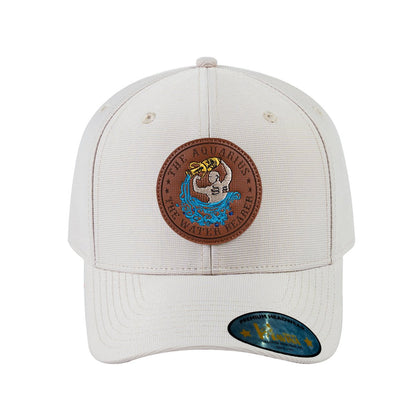 V2 Embroidered And Laser-Engraved Aquarius Zodiac (January 20 - February 18) - 6 Panel Baseball Cap - Beige/Beige