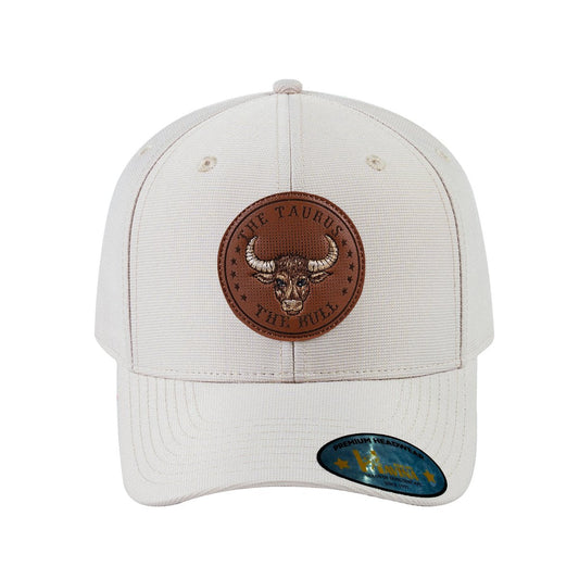 V2 Embroidered And Laser-Engraved Taurus Zodiac (April 20 - May 20) - 6 Panel Baseball Cap - Beige/Beige
