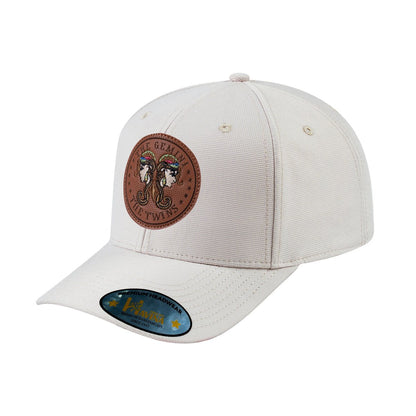 V2 Embroidered And Laser-Engraved Gemini Zodiac (May 21 - June 20) - 6 Panel Baseball Cap - Beige/Beige