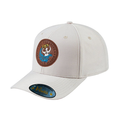 V2 Embroidered And Laser-Engraved Aquarius Zodiac (January 20 - February 18) - 6 Panel Baseball Cap - Beige/Beige